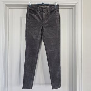 American Eagle Gray Corduroy Skinny Pants Size 6 Regular